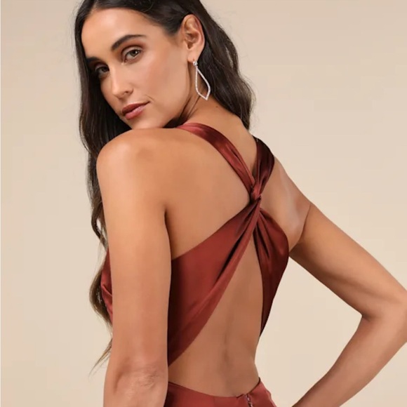 Satin rust, brown dress - Picture 5 of 5